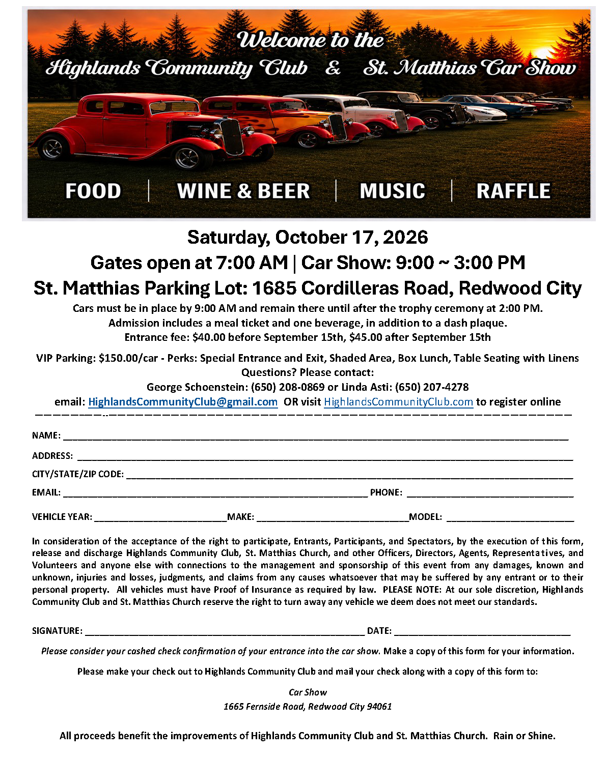 2026 HCC & St. Matthias Car Show